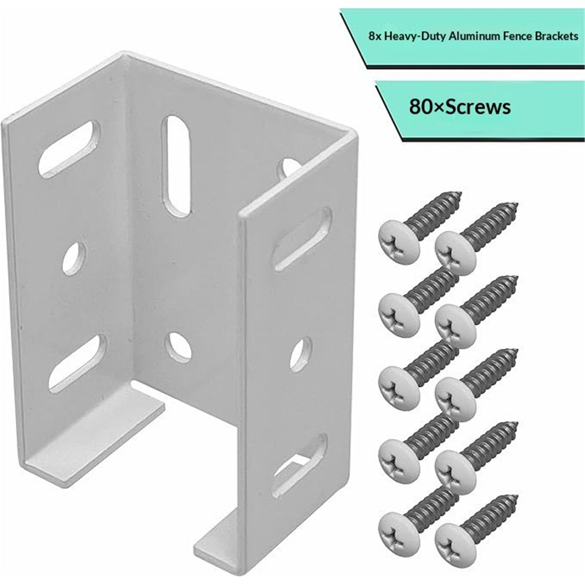 White Aluminum Fence Bracket for Vinyl Fencing,Heavy Duty Replacement for 2.75in Bracket,Fence Bracket Used for Connecting Panel to Post,Vinyl Fence Parts(8Pcs โ image 5