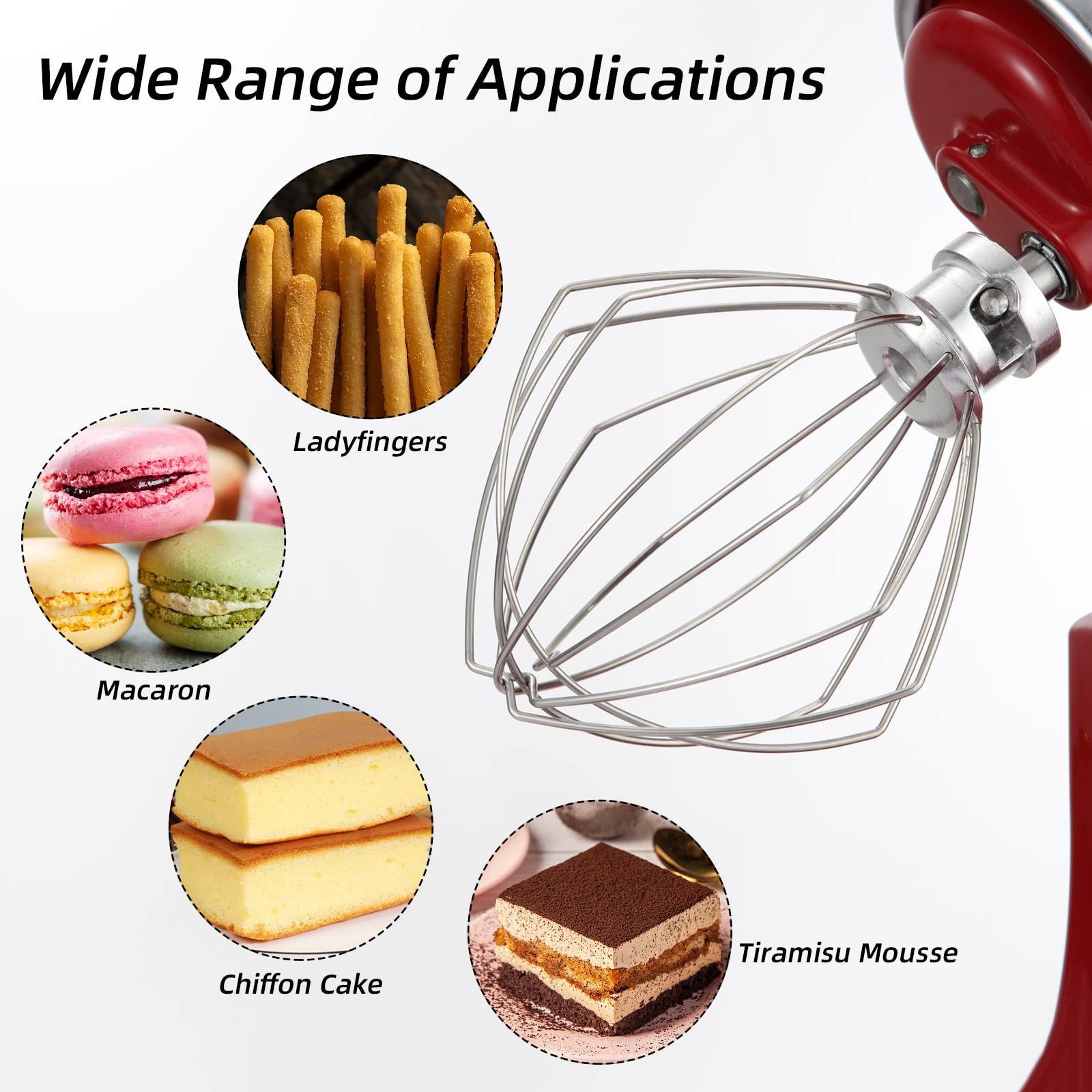 Stainless Steel Wire Whip Replacement for Bowl-Lift Mixer Accessory, Wire Whisk for Kitchenaid, Dishwasher Safe, Balloon Whisk — image 2