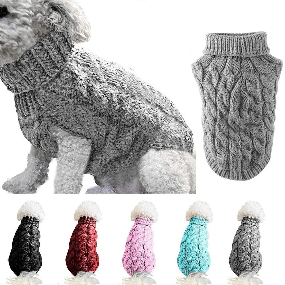 Pet Dog Sweater Pet Turtleneck Knitting Sweater Winter Warmer Clothes Pet Pullover Knitwear - Blue โ image 2
