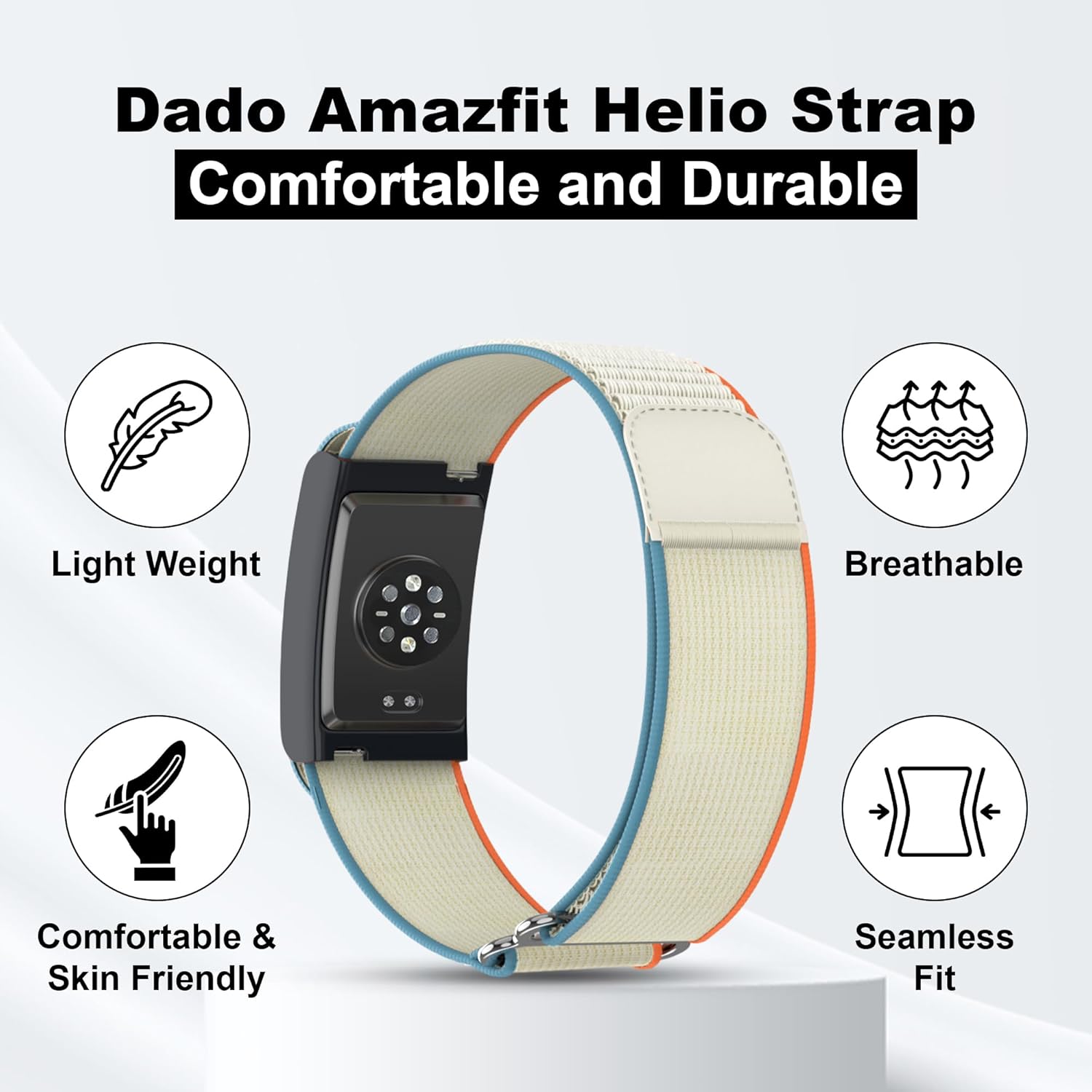 Nylon Replacement Band, Compatible with Amazfit Helio Strap – Adjtable, Breathable Sport Wristband for Fitness Tracker, Comfortable for All-Day Wear — image 2