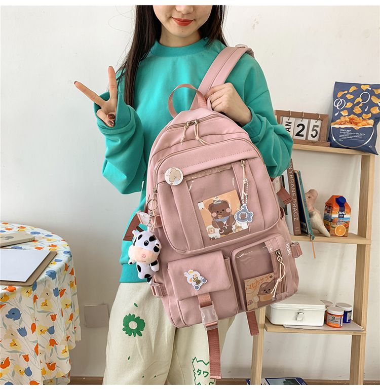 Girls Cute Fashion Travel Backpacks Bookbag School College Students Backpack Durable Backpack Cool-Pink — image 2