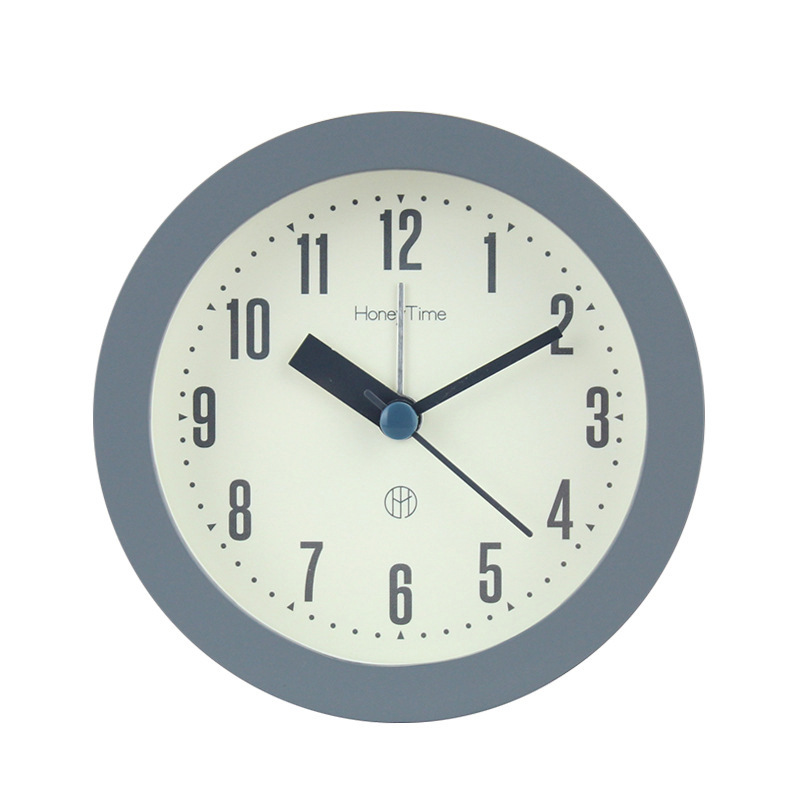 Children's Silent Analogue Alarm Clock with Snooze, Night Light and Increasing Alarm Volume for Bedroom and Study Desk, Grey