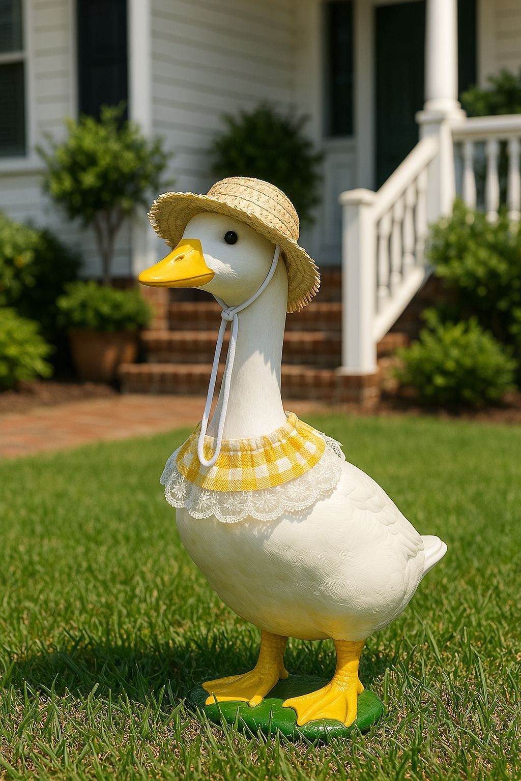 Straw Hat And Yellow Lace Bib โ image 3