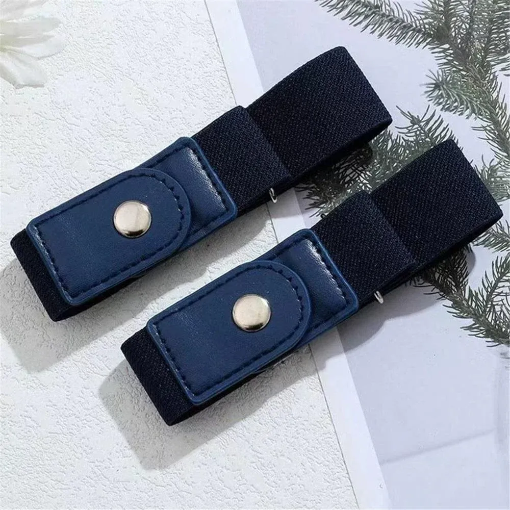 2 Pack No Buckle Stretch Belt for Women and Men, Elastic Invisible Waist Belt for Jeans, Side-Fastening Buckle-Free Belt, Black — image 2