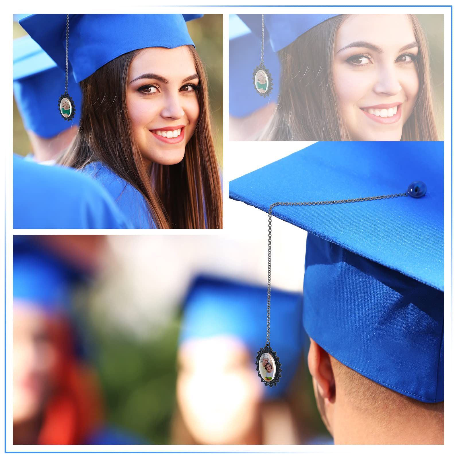 4 Pieces Graduation Cap Tassel Memorial Photo Charm Graduation Gift DIY in Memory Charms Gift for Graduate Memorial Photo — image 2