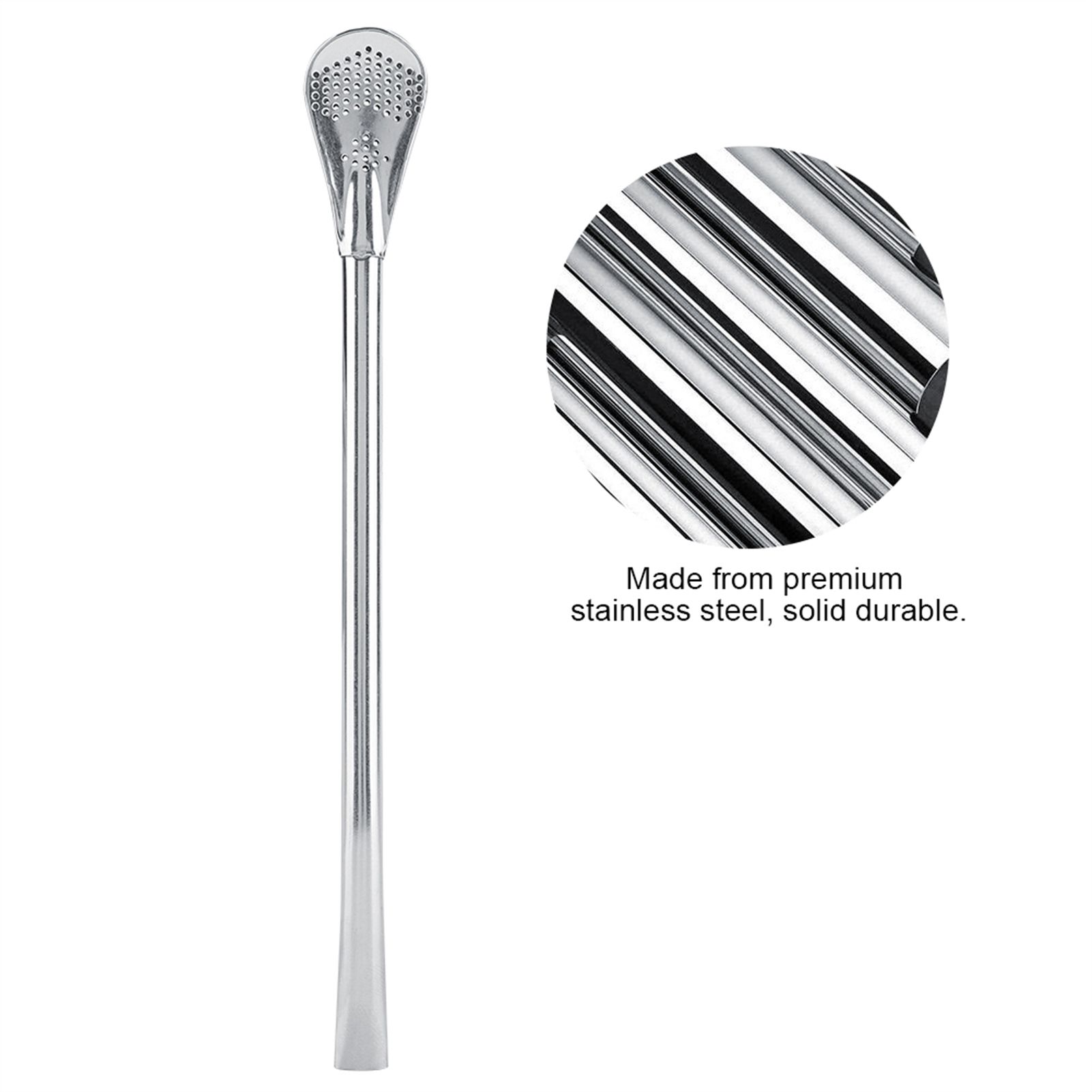 Stainless Steel Metal Drinking Straw Spoon Resuable Washable Cocktail Spoons L — image 4