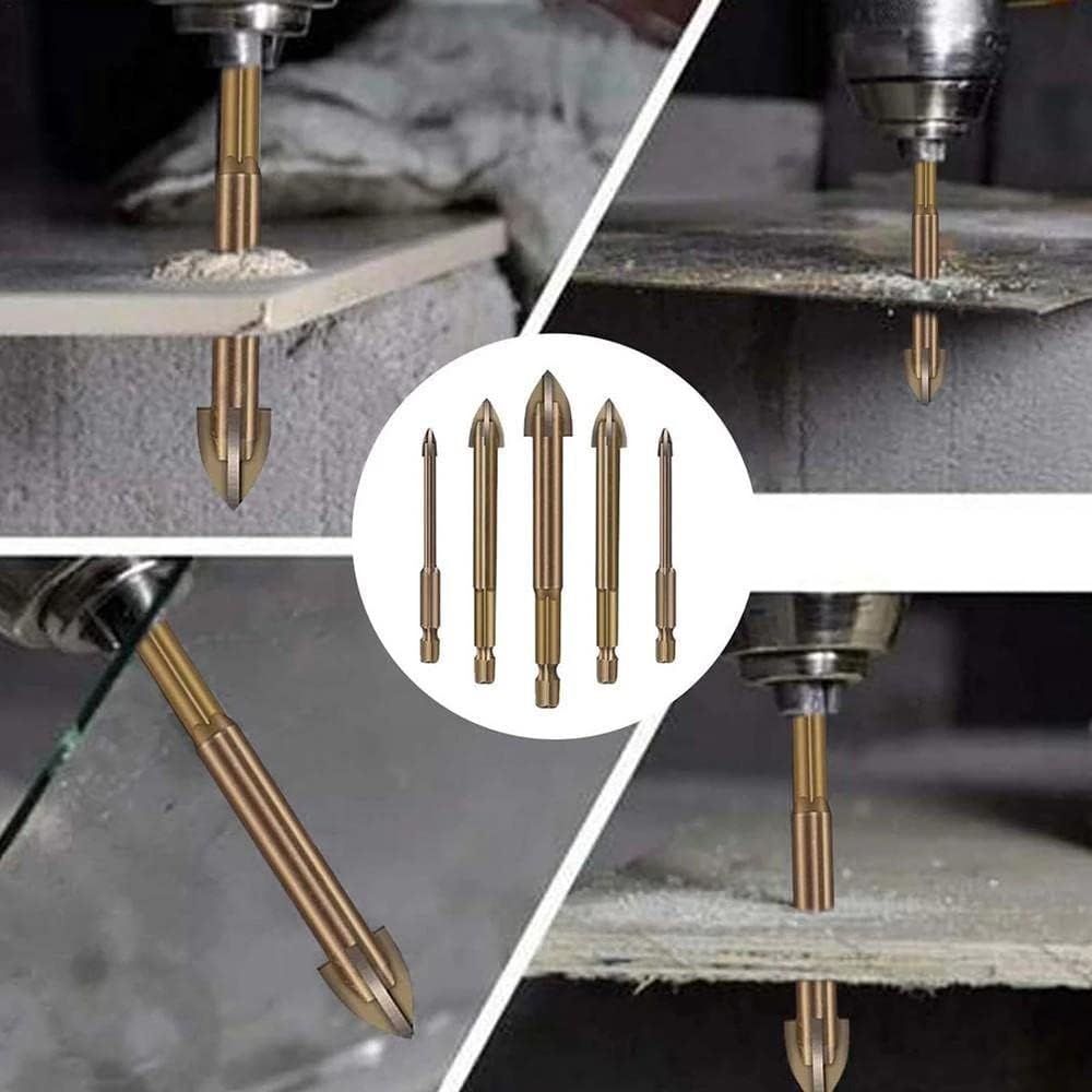 Drill Bit 5 Pcs Efficient Universal Drilling Tool Cross Alloy Drill Bits Metal Drilling Woodworking Tools Small incision — image 2