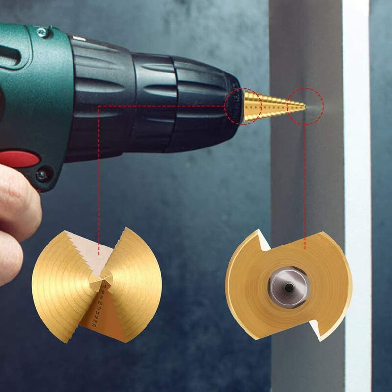 Step Drills Double Groove Countersink Drill High Speed Steel Cone Drill for Steel Wood, Plastic, Brass, Aluminum 3 pcs โ image 2
