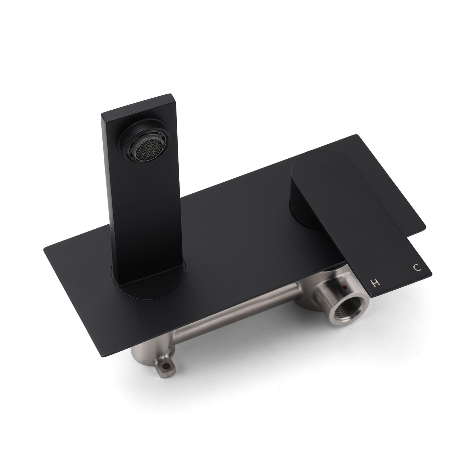 Matte Black Basin Mixer Bathroom Vanity Faucet Wall Mounted Tap Slim Flat Spout โ image 4