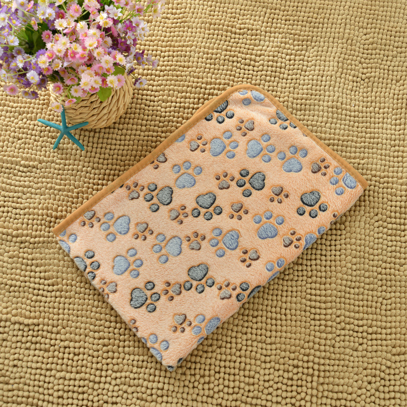 Brown Pet Blanket Set – Plush Paw Print Design, 3-Piece Pack (S/M/L Sizes)