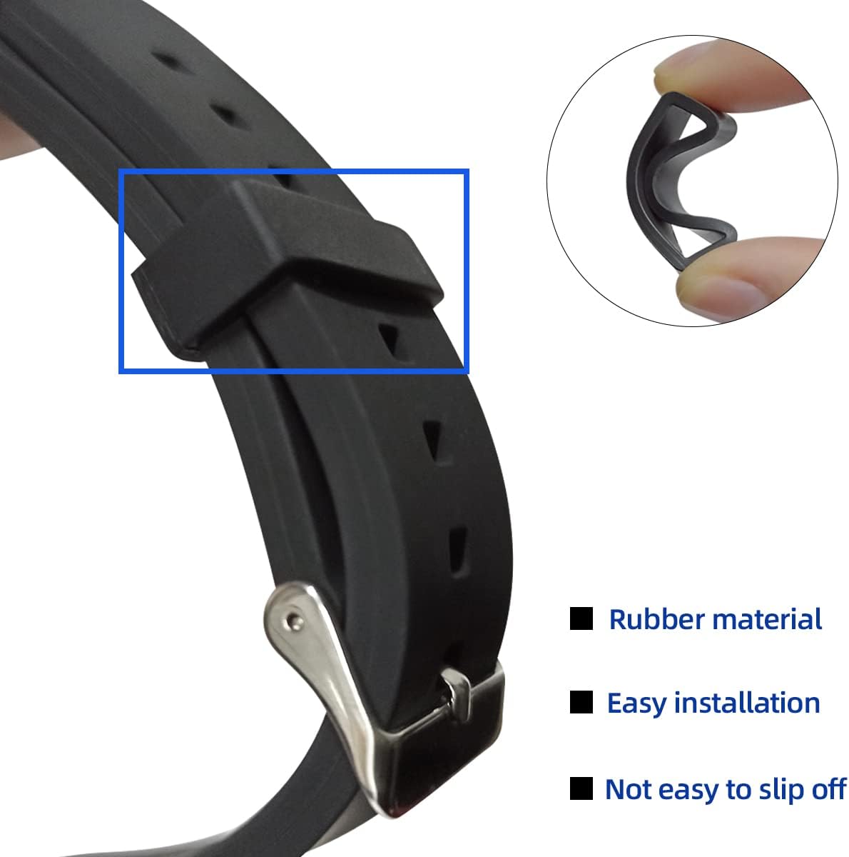 6 Pcs Watch Band Loop Holder Keeper for Resin Belt, Replacement Fastener Rings for Silicone Leather Rubber Watch Strap, Durable Fastener Retainer Size(24mm) โ image 3