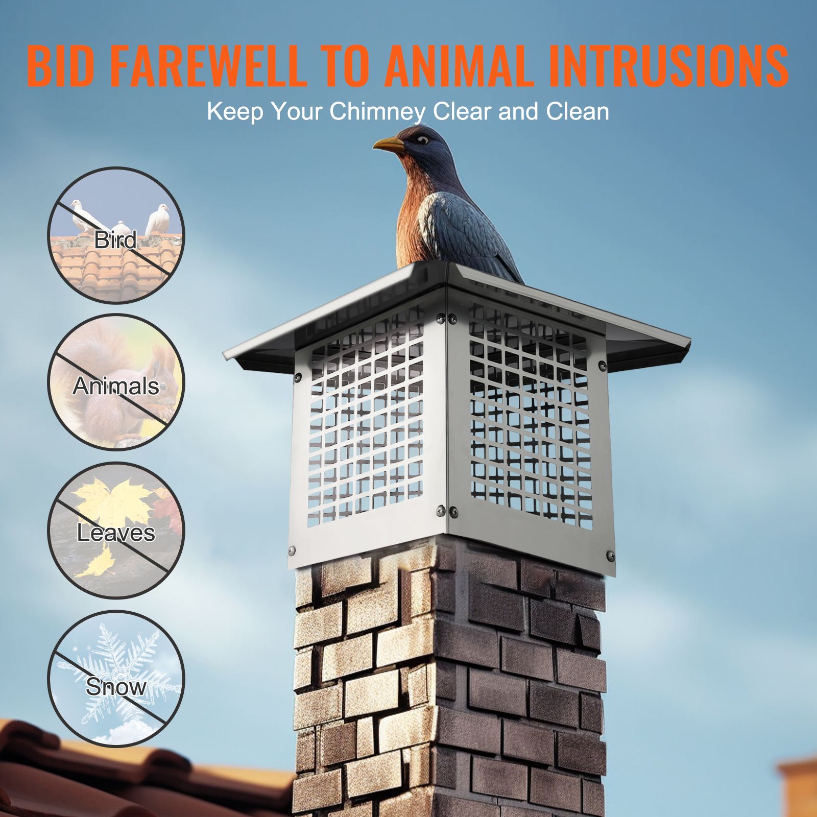 Chimney Cap 9” x 9” 304Stainless Steel Fireplace Flue Caps Cover Mesh — image 5