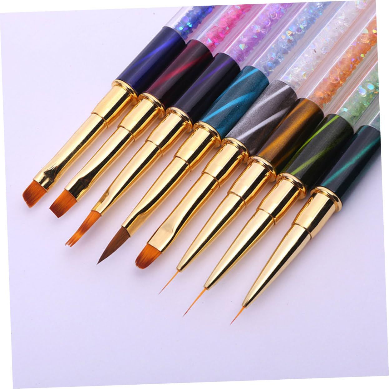 8pcs Rhinestone Handle Nail Pen Nail Art Liner Brush Nail Art Pens Glitter Nail Brushes Gradient Nail Painting Pen Nail Painting — image 2