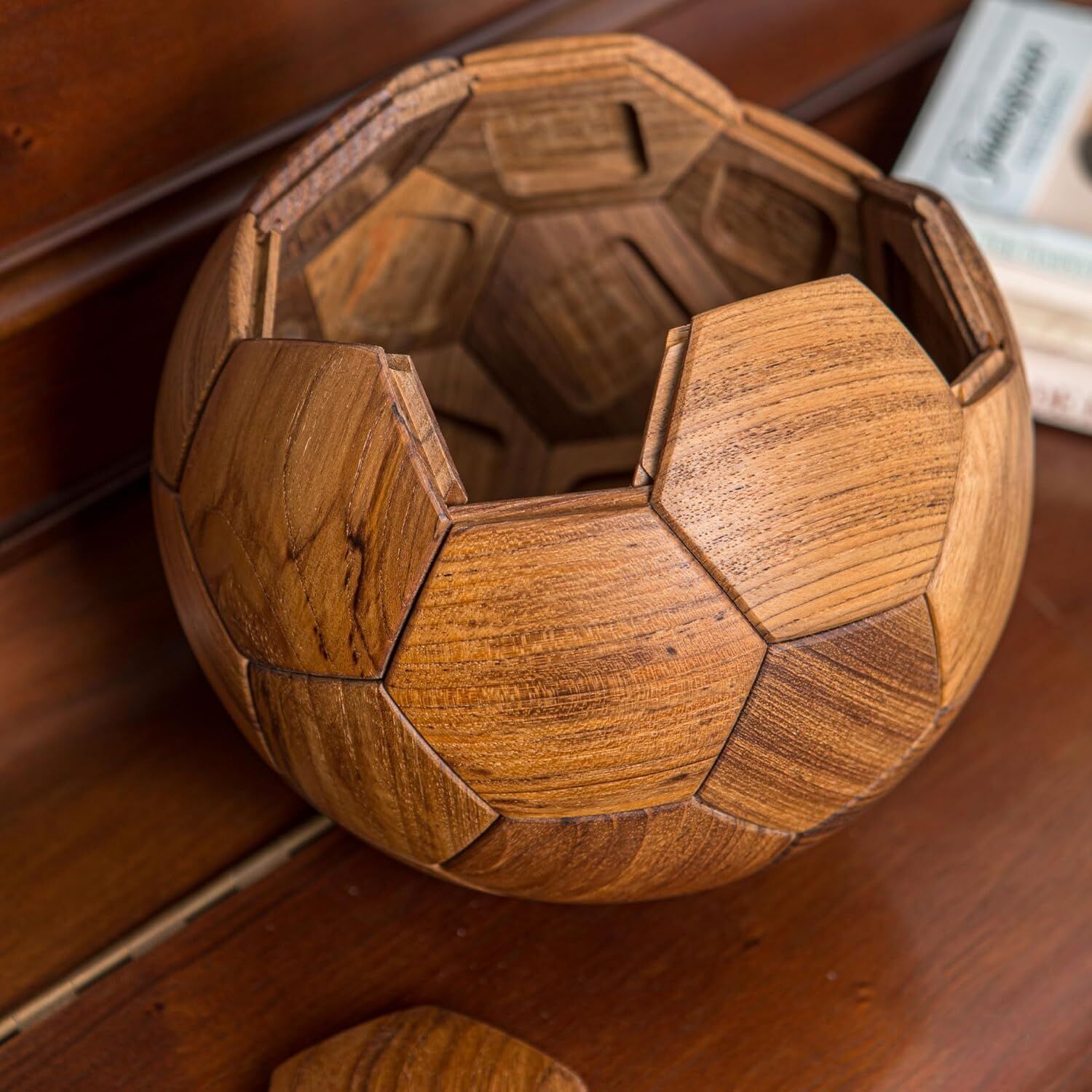 Handcrafted Wooden Football Puzzle โ 3D Mortise and Tenon Soccer Ball Assembly Kit |Walnut, Beech Wood | DIY Gift for Adults, Kids & Football Fans โ image 4