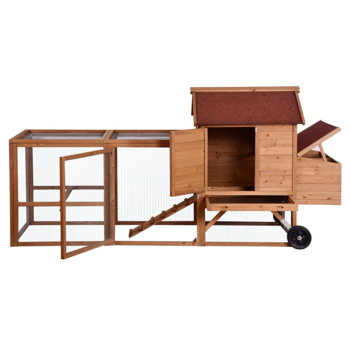 YES4PETS 248 cm XL Chicken Coop Rabbit Hutch Ferret Hen Guinea Pig House With Wheels โ image 6