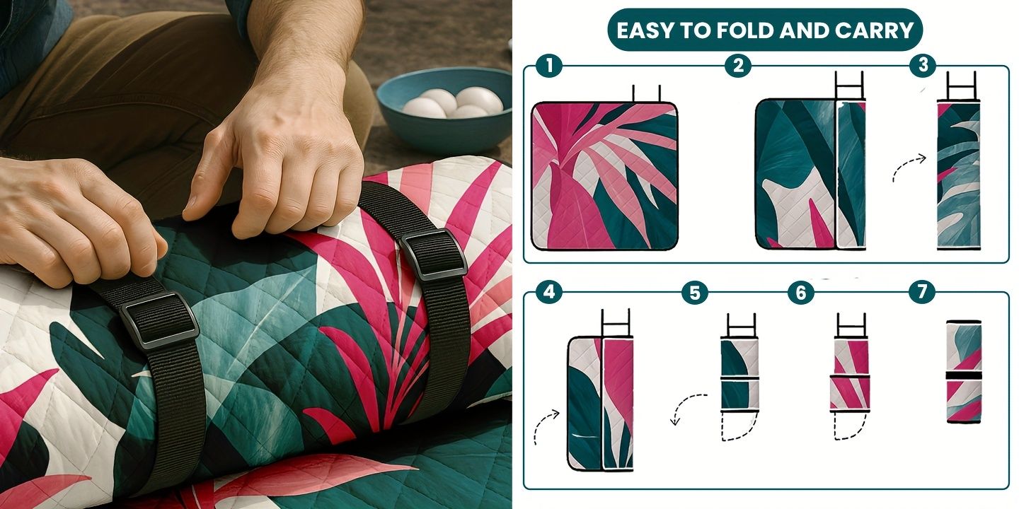 Outdoor Camping Quilted Picnic Mat – Three-Layer Design, Portable & Stylish — image 6
