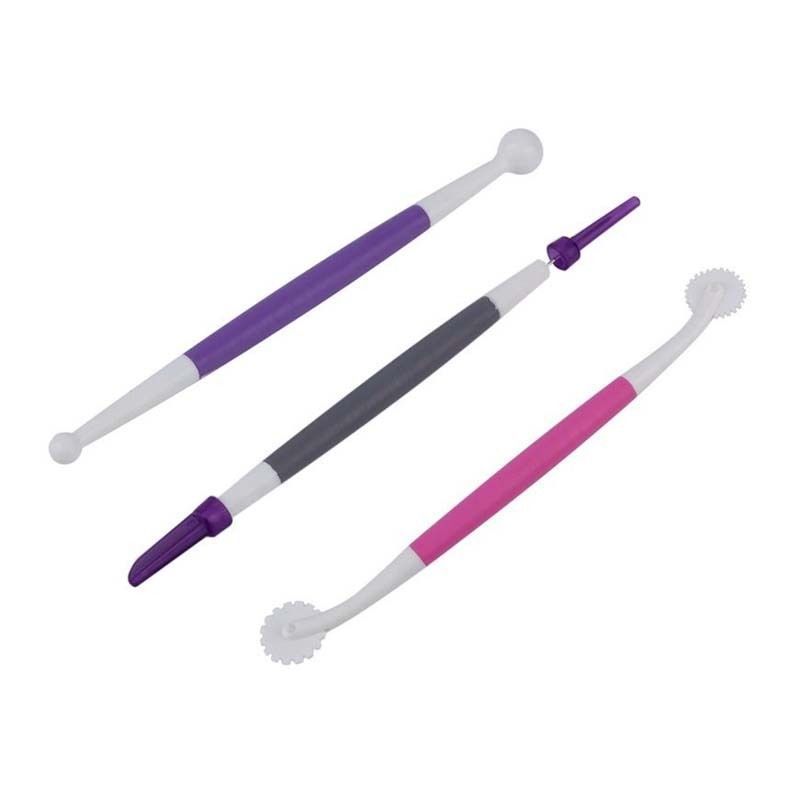 3-Piece Fondant and Gum Paste Tool Set - It Includes a Standard Ball Tool, Quilting/Stitching Tool and Cutting Blade/Pick Tool — image 4