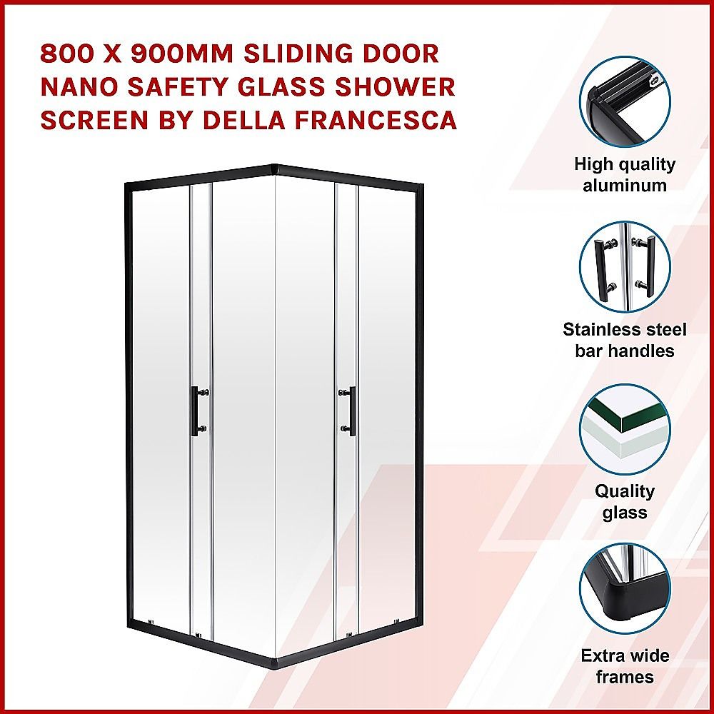 800 × 900mm Sliding Door Nano Safety Glass Shower Screen By Della Francesca — image 3