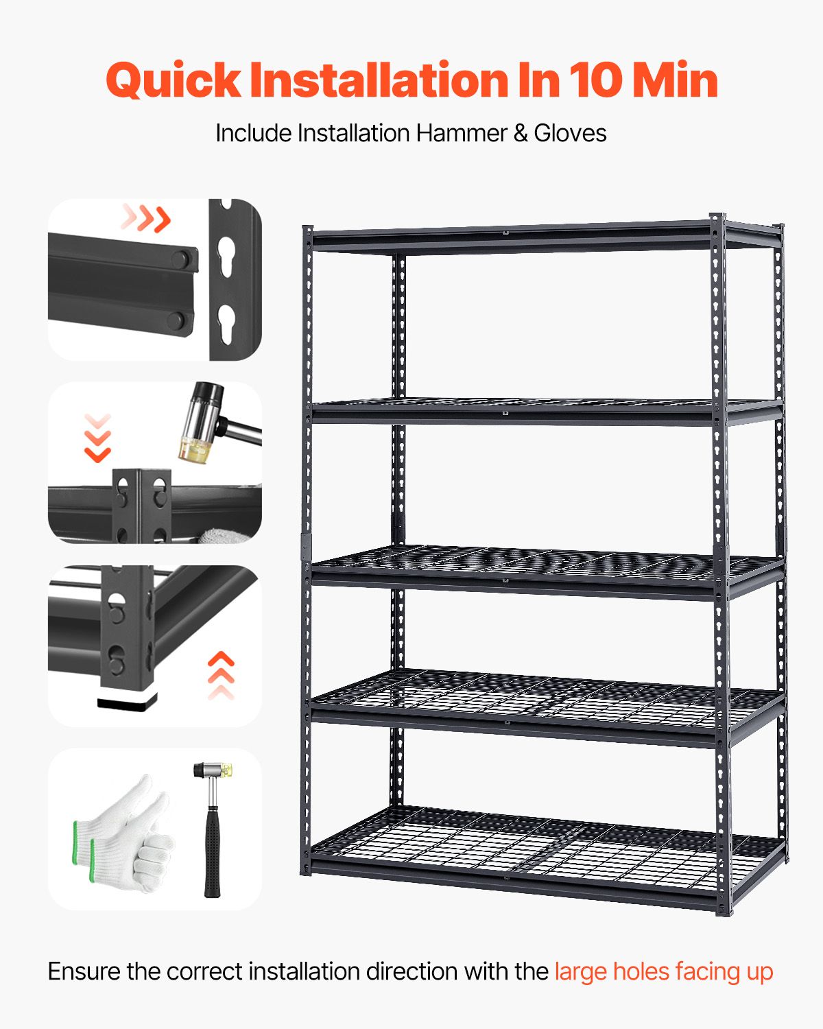 Storage Shelves, 1361 kg, 5 Tier Heavy Duty Garage Shelving, 609.6 x 1219.2 x 1828.8 mm Adjustable Metal Shelves for Industrial Shelving Unit Utility Shelf — image 5