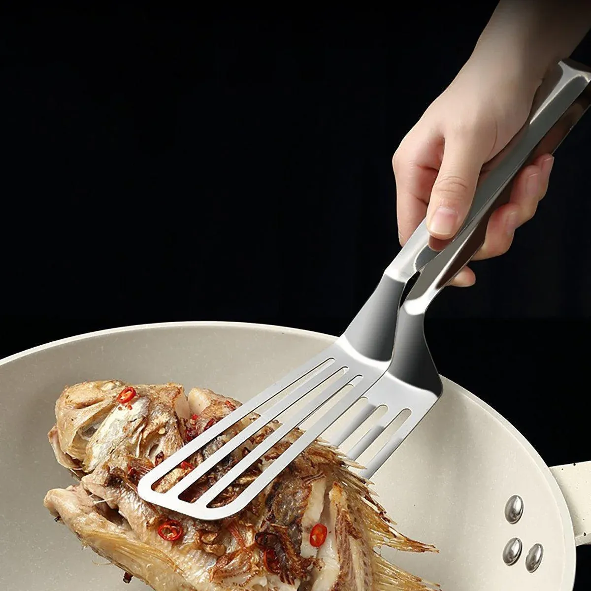 Stainless Steel Steak Tongs Multi-Functional Kitchen Tool for BBQ and Fried Fish โ image 5