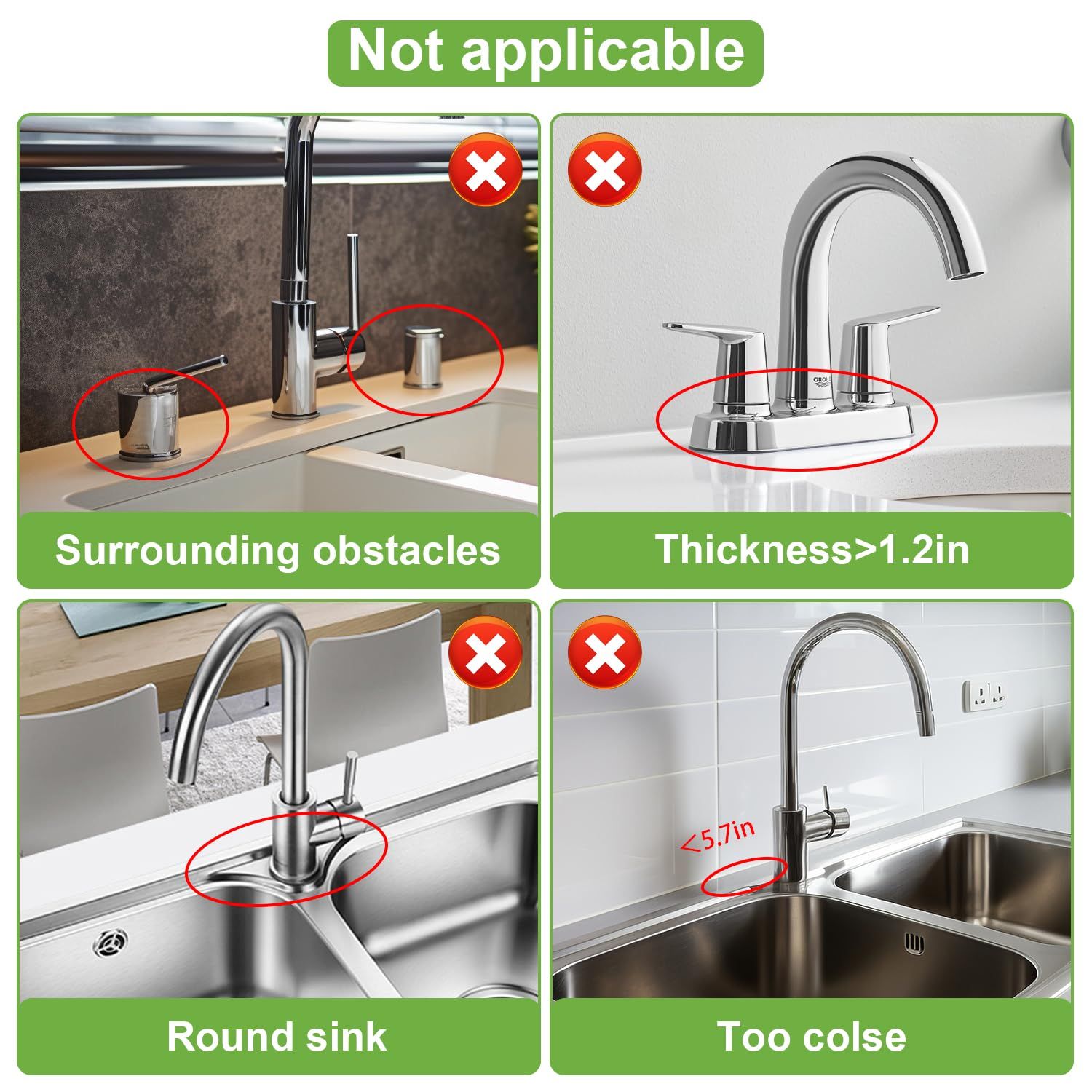 Kitchen Sink Splash Guard, 24 inches 5°Slope Food Grade Silicone Sink Faucet Mat Handle Drip Catcher Tray, Faucet Air Drying Mat — image 5