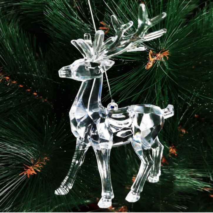 5pcs Christmas Reindeer Ornaments Acrylic Reindeer Deer Figurine Glass Collection Ornament Statue Animal Collectible Standing — image 3