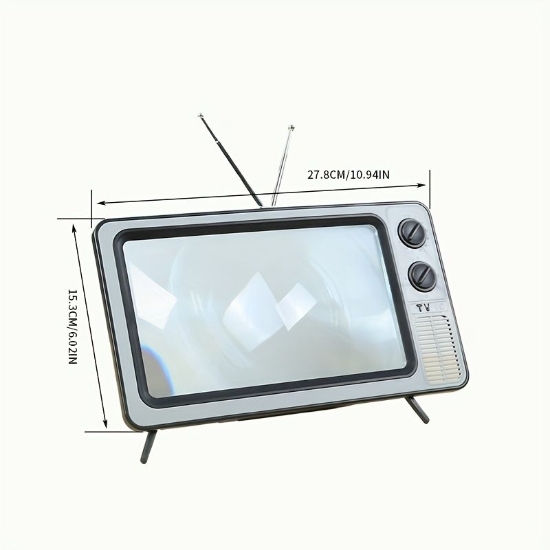 30.48 cm Cell Phone Screen Amplifier, Super Clear, Foldable, Portable, Eye Protection 3D Screen Amplifier, Creative Retro TV Shape for Mobile Devices Brown — image 3