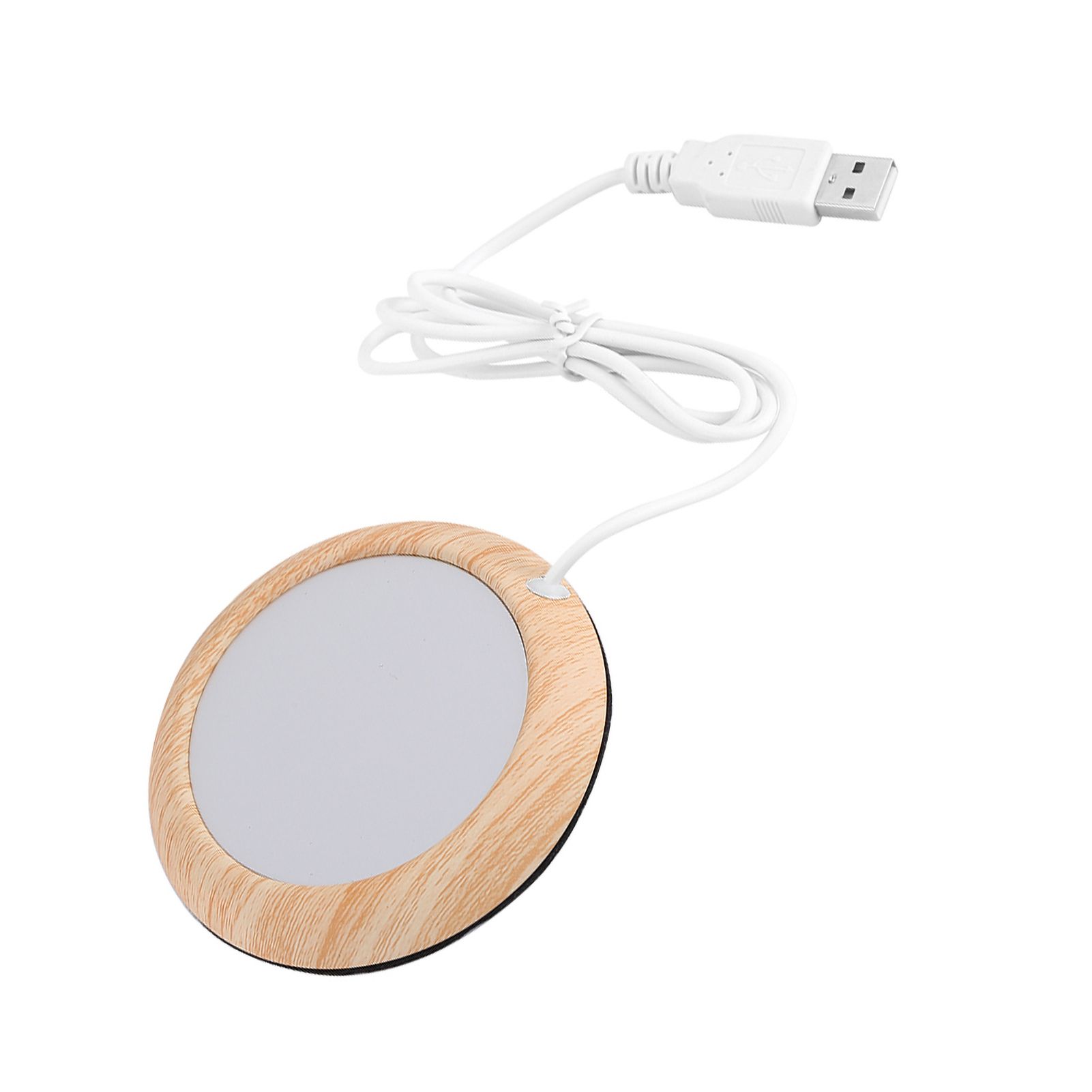 USB Wood Grain Cup Warmer Heat Beverage Mug Mat Coffee Heater Pad Bright Wood Grain — image 5