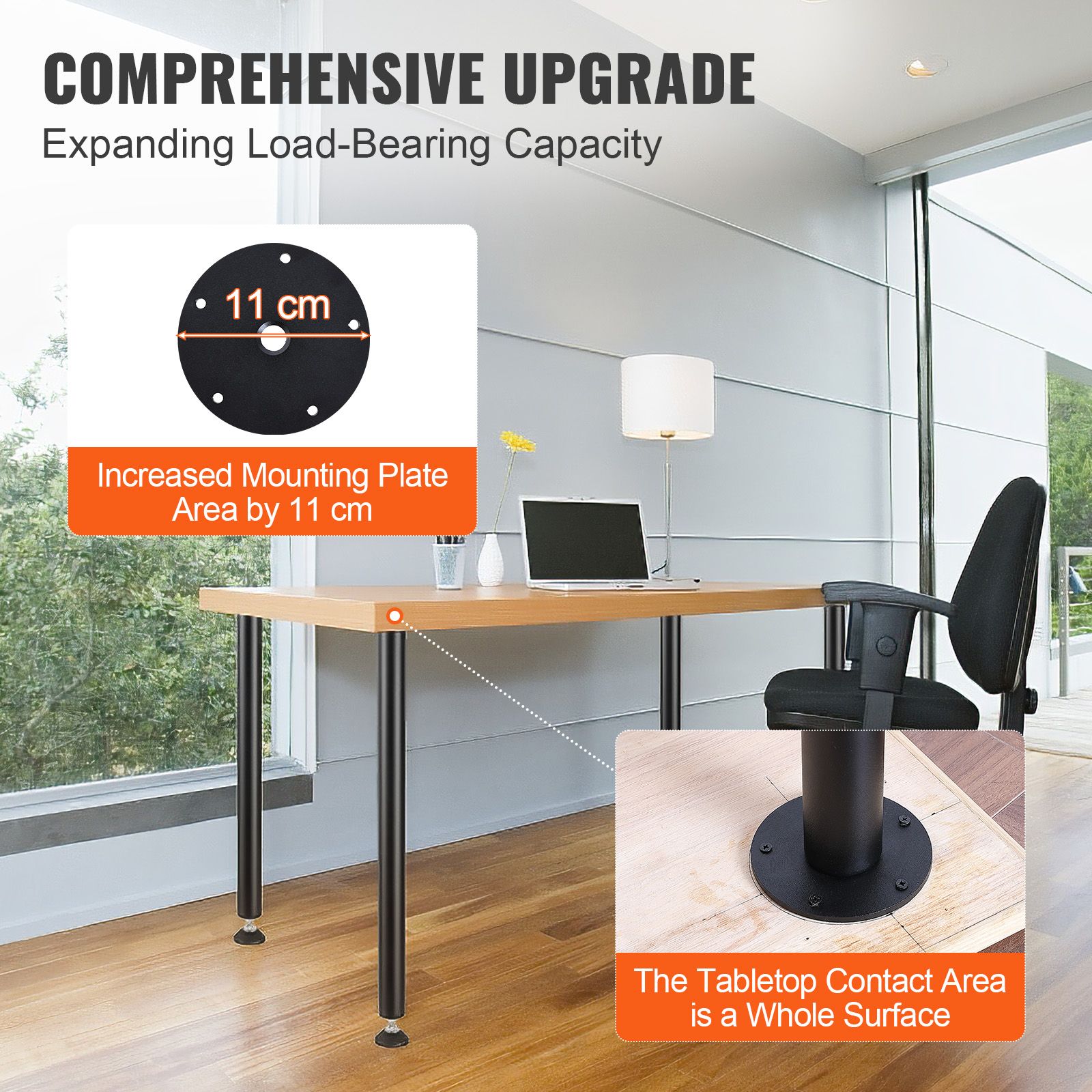 711.2MM Adjustable Desk Legs, Reinforced Steel Office Table Furniture legs Set of 4 for DIY, 544.3KG Load Capacity Heavy Duty Desk Legs, Quick โ image 4