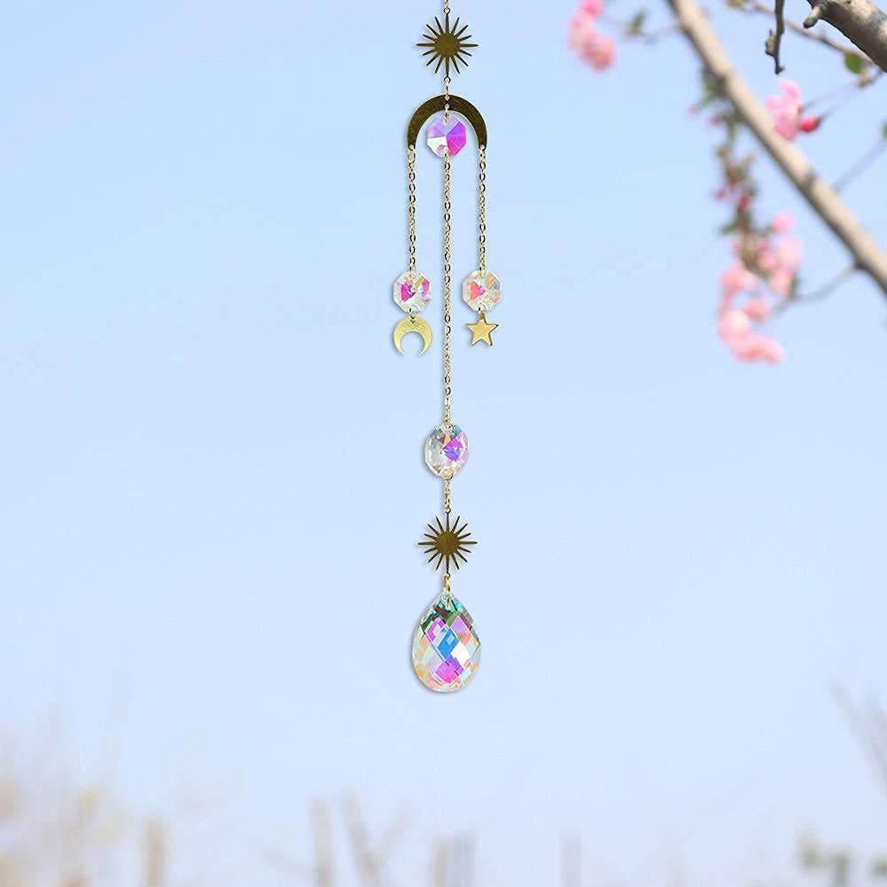 4 Moon Hoop Pendant Indoor Decorative Wind Outdoor Garden Decoration Chime Catcher Rainbow catcher — image 2