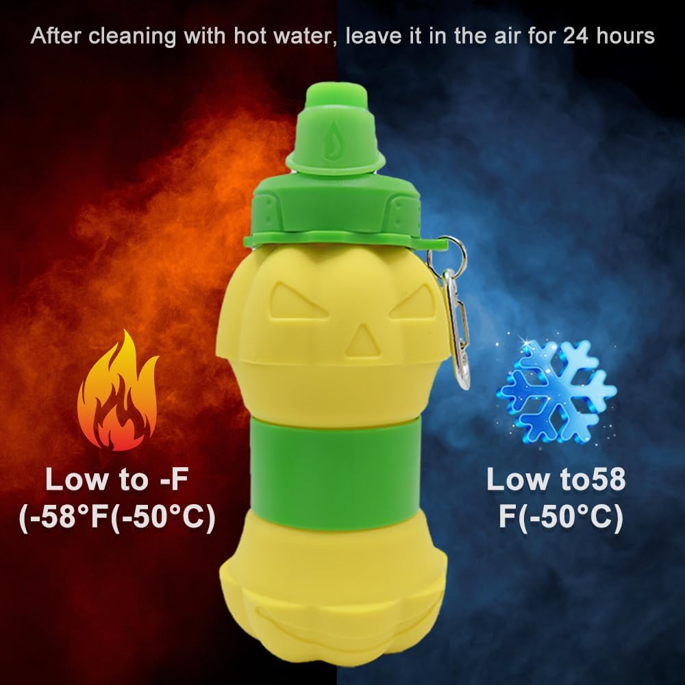 Collapsible silicone water bottle - 600 ml/20 oz - portable and lightweight - ideal for outdoor walks and indoor sports - handy for travel — image 3