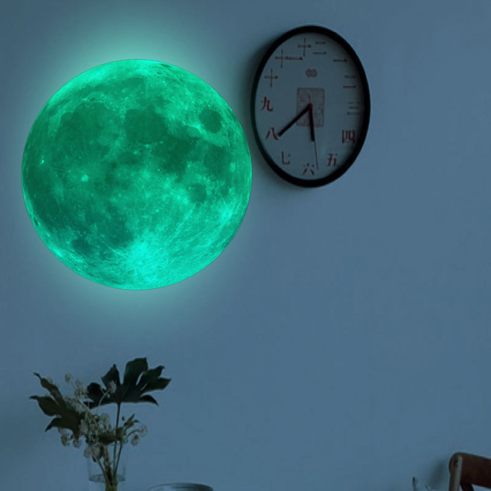 Moon Wall Sticker Glowing Luminous Wall Sticker PVC DIY Wall Paper for Bedroom Decoration32cm / 12.6in — image 5