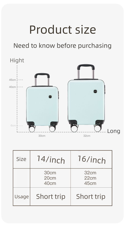 Yellow 16 Inch Lightweight Carry-on Luggage for heights under 1.6m - Underseat & Overhead Cabin Hardside Suitcase — image 4