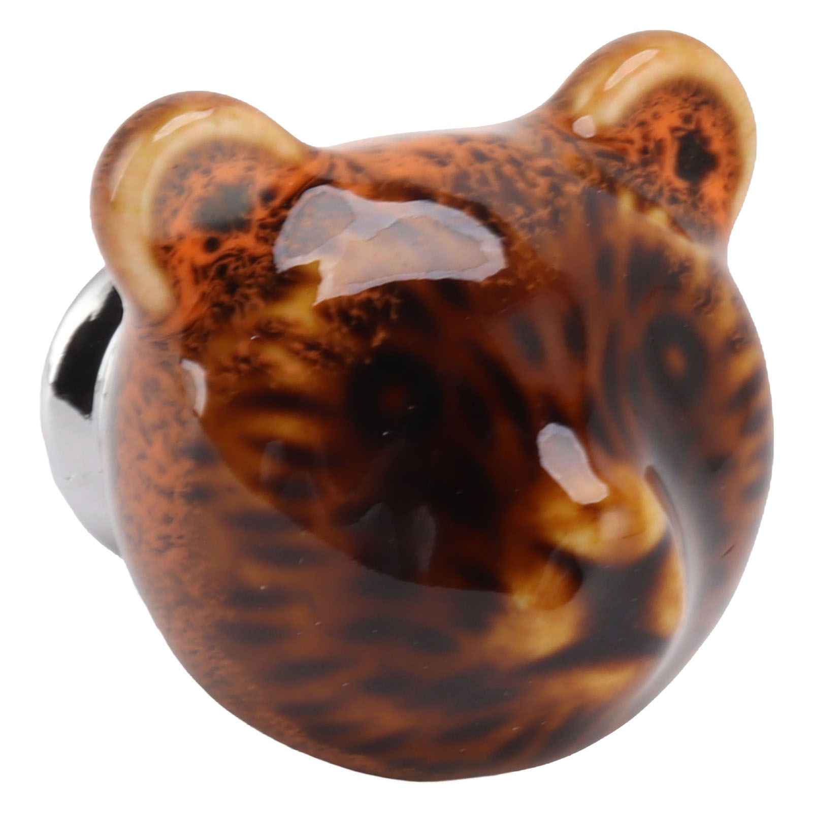 6PCS Bear Door Knob Orange Zinc Alloy Ceramic Decorative Bear Head Drawer Handle for Bedroom โ image 3
