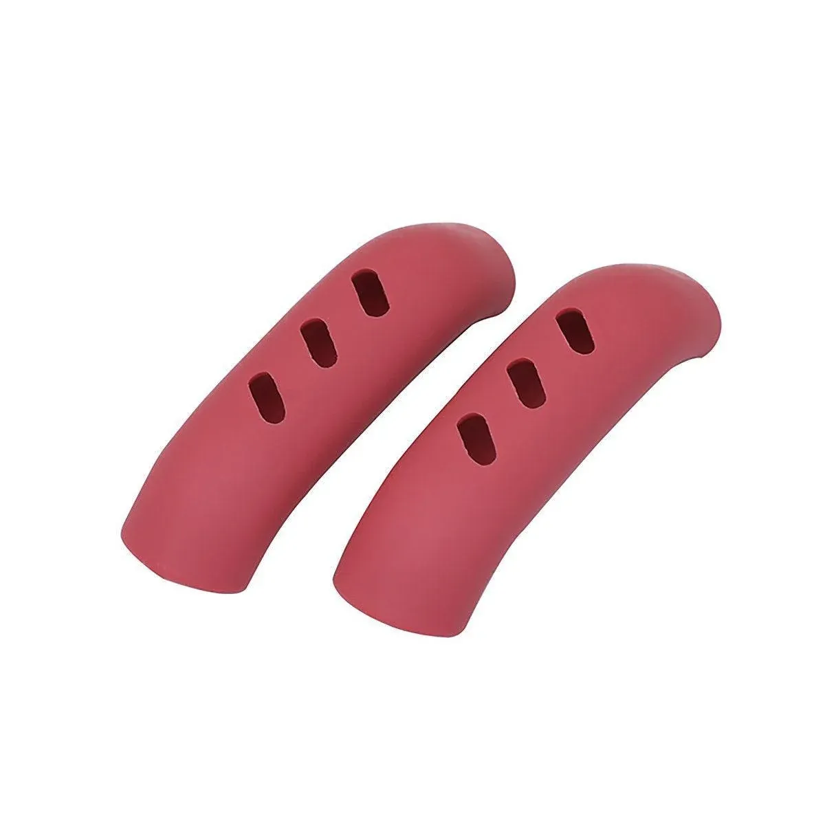 2pcs Silicone Pan Handle Covers Heat Resistant Anti-Ironing Wok Ear Insulated - Red