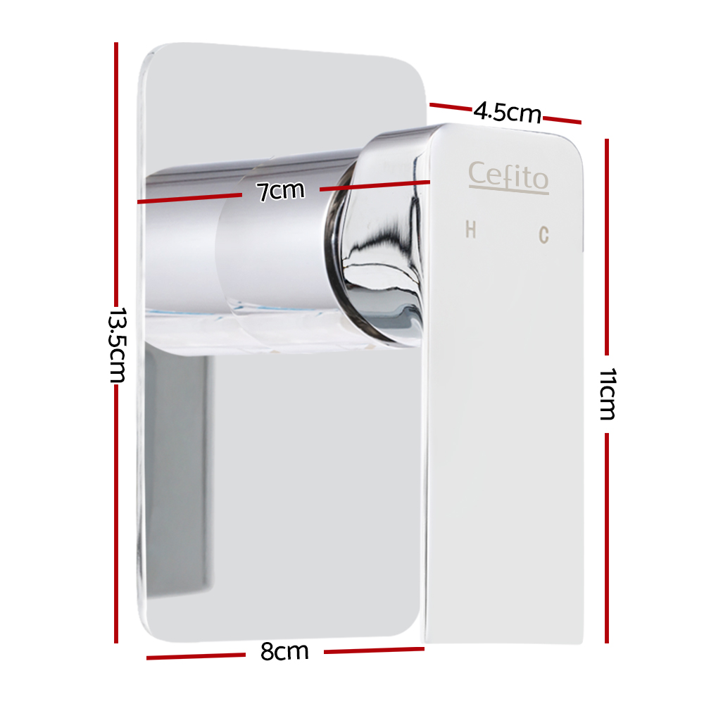Cefito Shower Mixer Tap Wall Bath Taps Brass Hot Cold Basin Bathroom Chrome — image 2