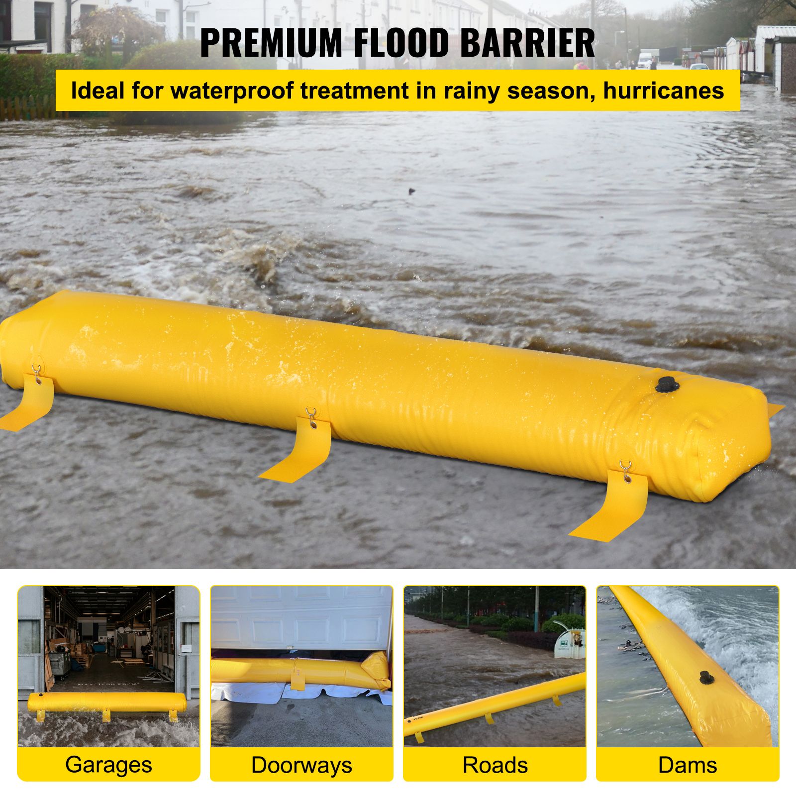 Flood Barrier Hydro Barrier 12' Length x 12" Height for Water Diversion โ image 2