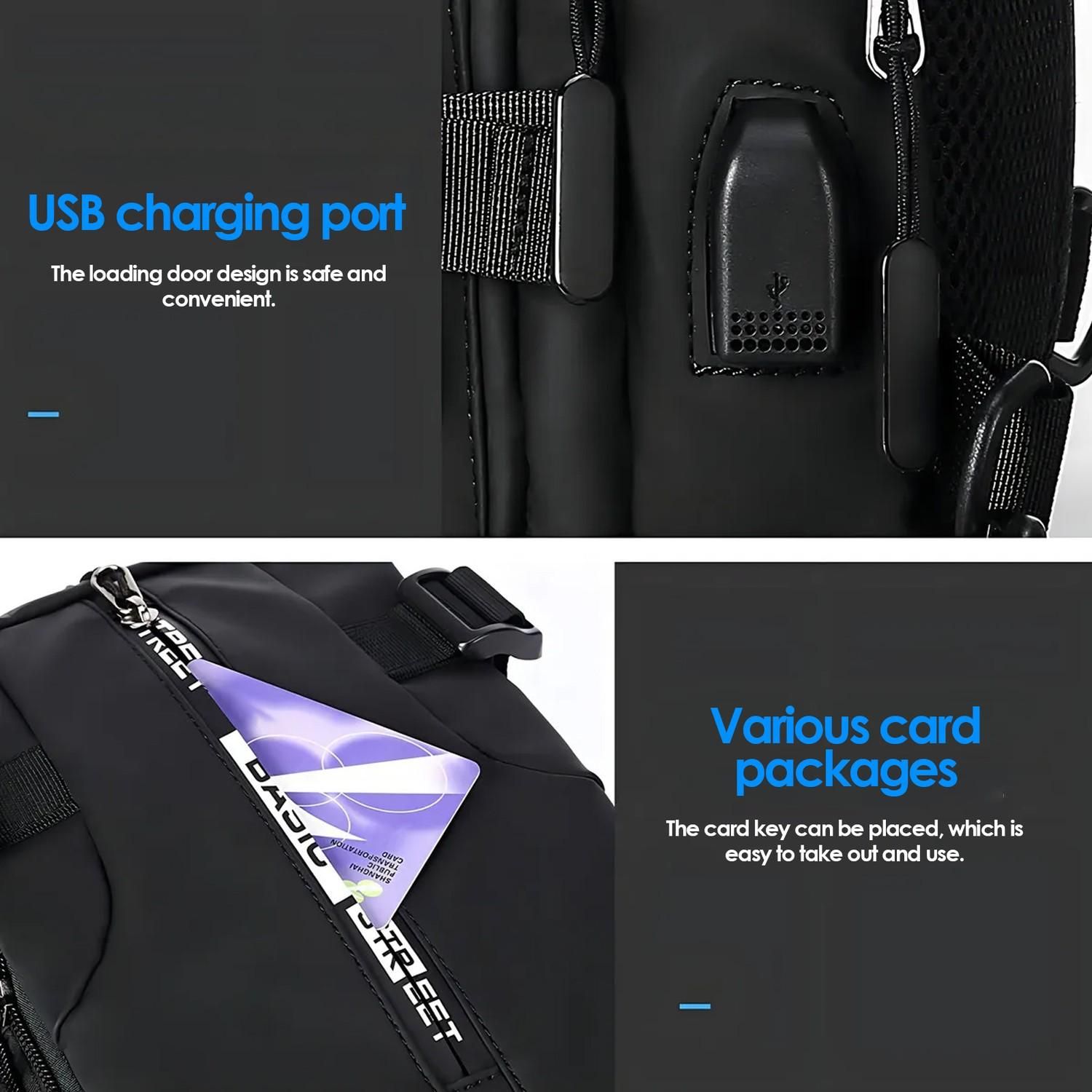 Men's Shoulder Bag with USB Charging Port Travel Backpack Messenger Bag Chest Bag Suitable for Outdoor Travel, Camping โ image 4