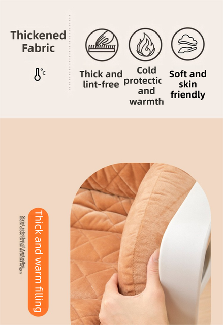 Khaki Premium Quilted Plush Integrated Seat Cushion & Backrest โ Thickened Lumbar Support Pad with Detachable Armrests, Secure Buckle and Washable Cover for โ image 3