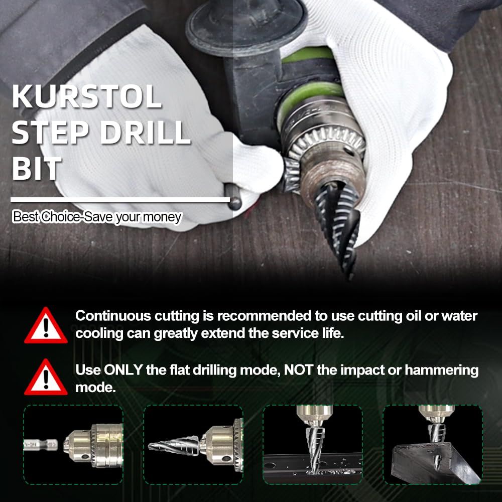 Four Spiral Flute Cobalt Step Drill Bit Impact Ready Unibit Step Drill Bit, Hex Shank Step Bits for Metal, Aluminum, Wood โ image 4
