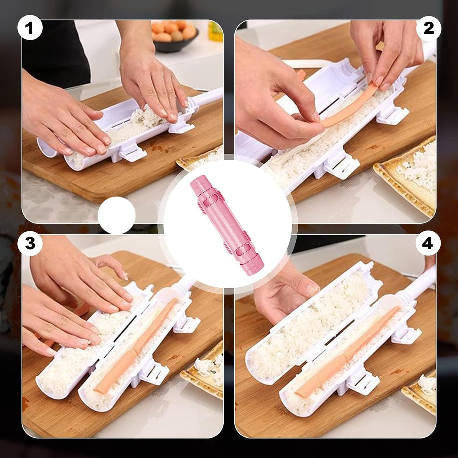 Sushi Maker【Upgraded】 Effortless Sushi Making Kit for Beginners, Sushi Bazooka, Food Grade Plastic Sushi Roller — image 4