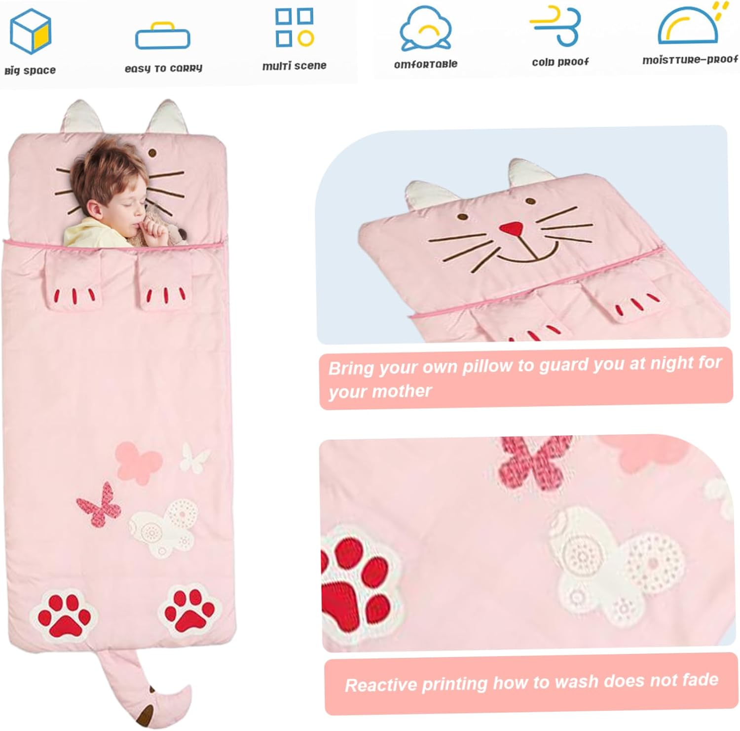 Sleeping bag for children, cozy cartoon design for boys and girls โ image 3