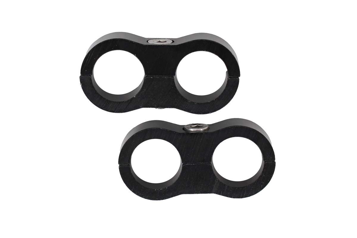 2 Pack Black AN10 10AN Billet Aluminum Nylon/Steel Braided Pipe Tube Dual Oil Fuel Water Line Hose Separator Clamp Tooling Mount โ image 3