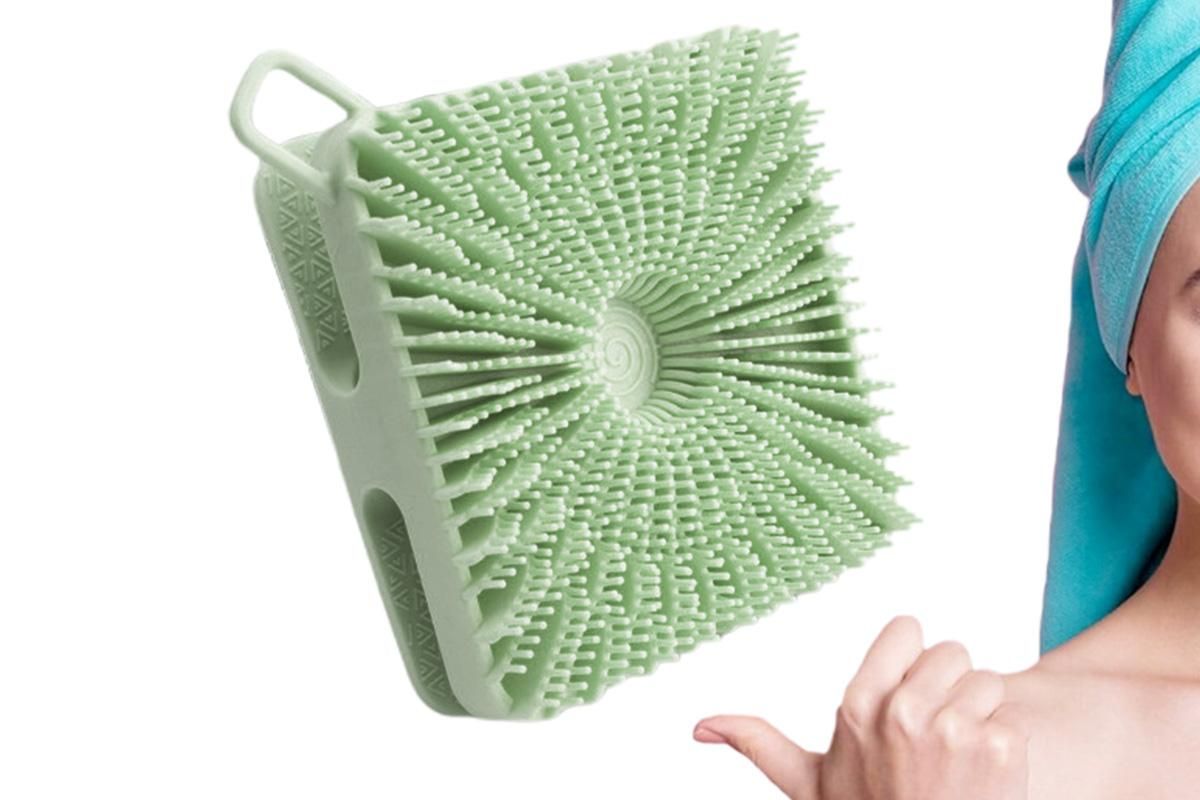 Dual Sided 2 In 1 Silicone Body Shower Scrubber Body Brush Buffer Scrubber - Green