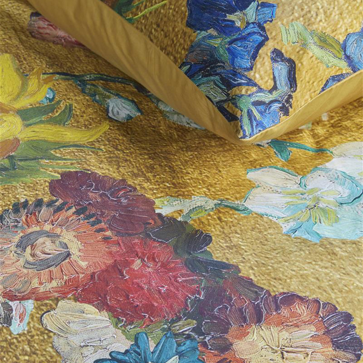 Bedding House Van Gogh Partout des Fleurs Gold Cotton Sateen Quilt Cover Set King — image 2