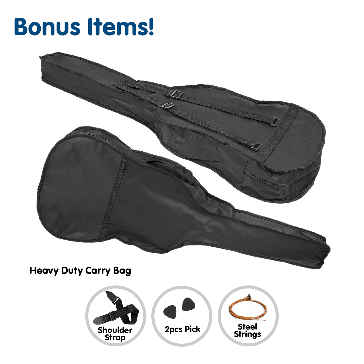 Karrera 41in Acoustic Wooden Guitar with Bag - Black โ image 4