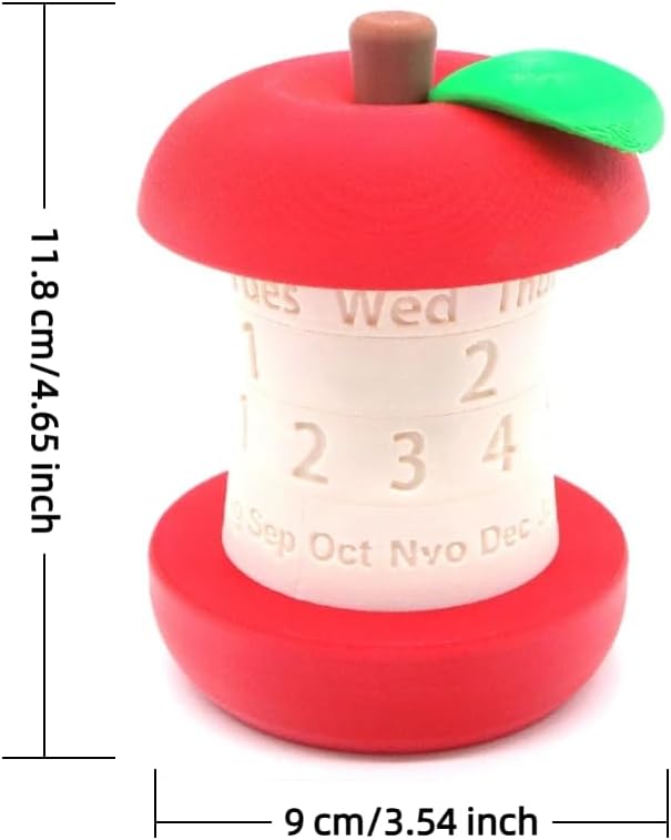 Calendar in the shape of an apple - Fun 3D-printed desk calendar - Rotatable display of date/month/day of the week - Perfect as decoration for home offices and โ image 2