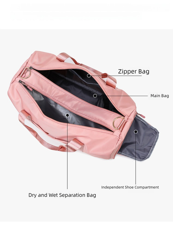 Red Large Capacity Travel Duffel Bag – Wet & Dry Separation, Shoe Compartment, and Luggage Sleeve for Gym, Yoga, and Short Trips — image 4