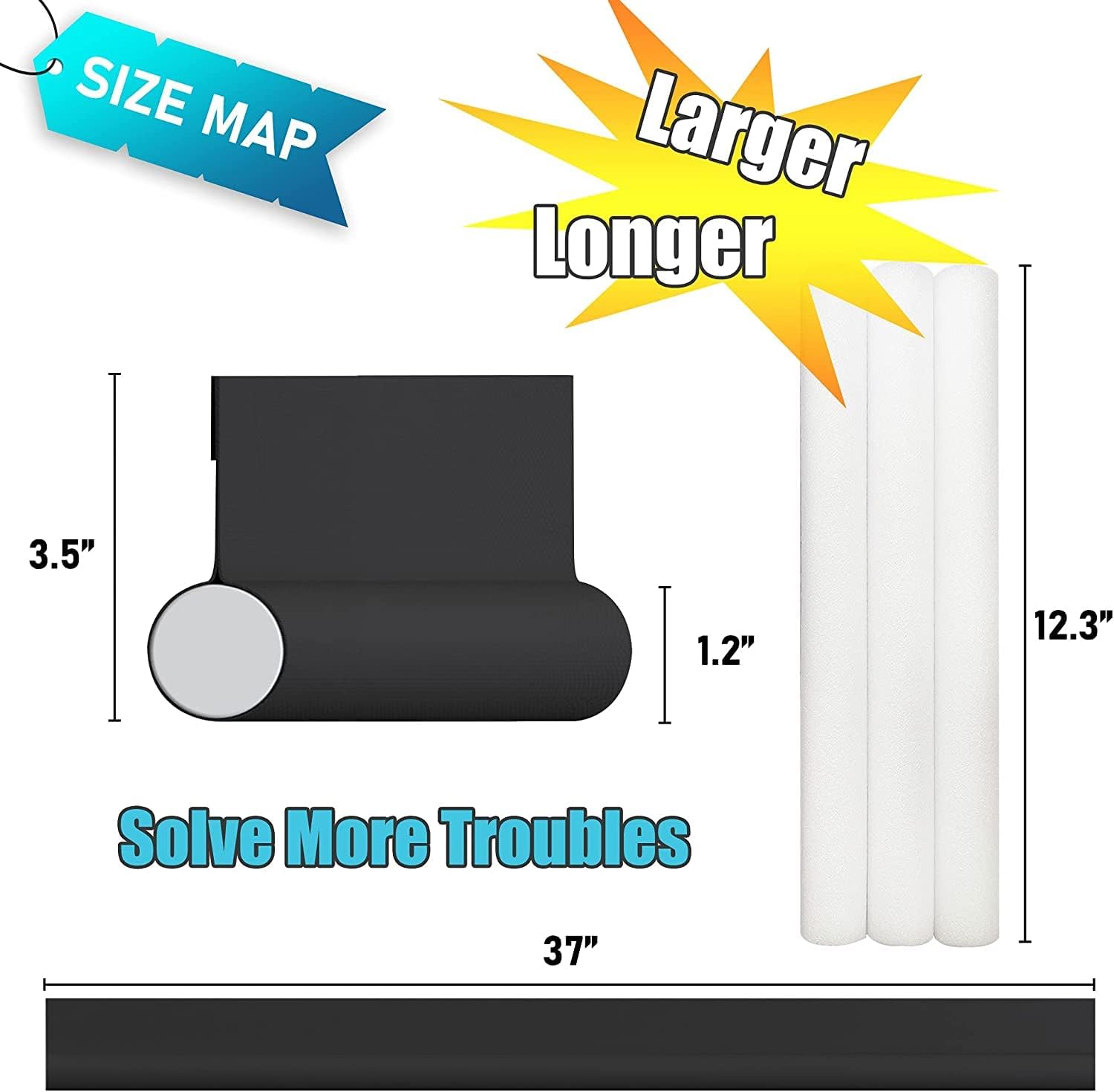 Door stopper, draft excluder, 37 inch, cuttable, draft excluder, insulator, sound insulation, heat insulation, insect repellent, suitable for indoor and โ image 2
