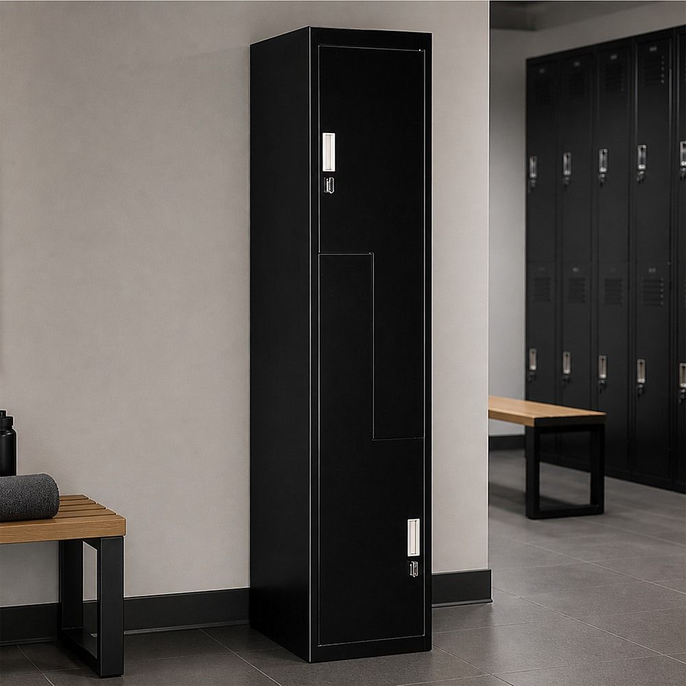 Black Two-Door L-shaped Office Gym Shed Storage Lockers — image 3